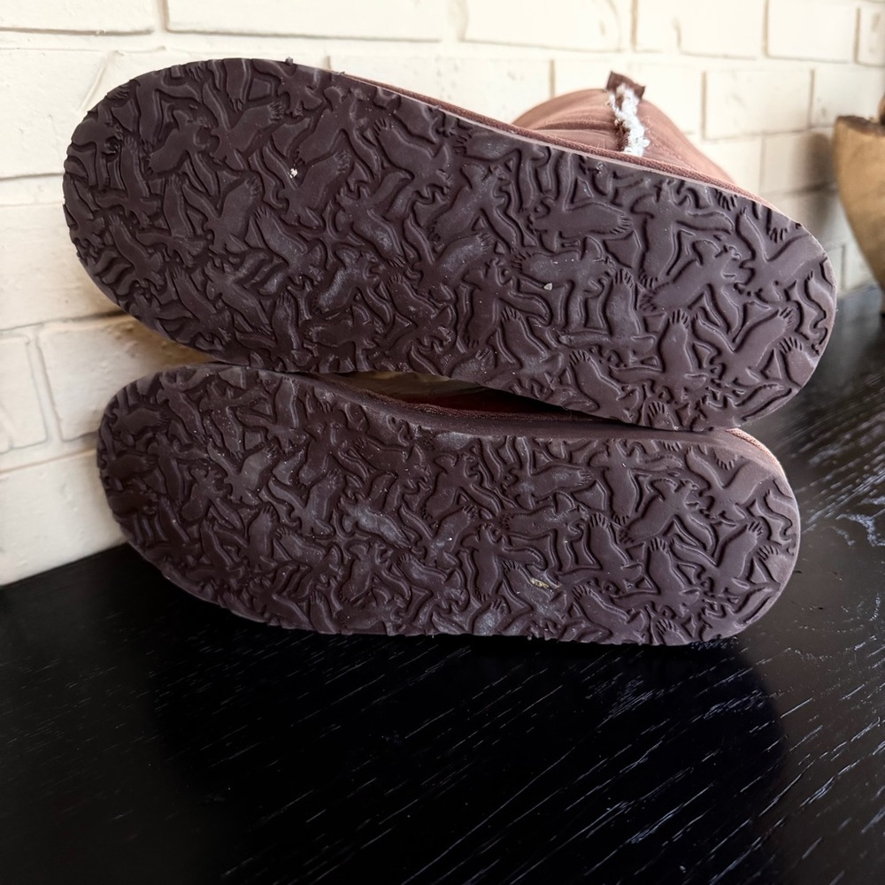 Vintage 90s Y2K American Eagle AE Boots Chunky Brown Leather Sherpa Lined Sz 10 - Picture 5 of 7